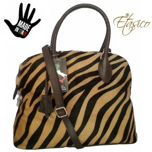 Zebra Italian Cavallin Leather Pony Hair Handbag